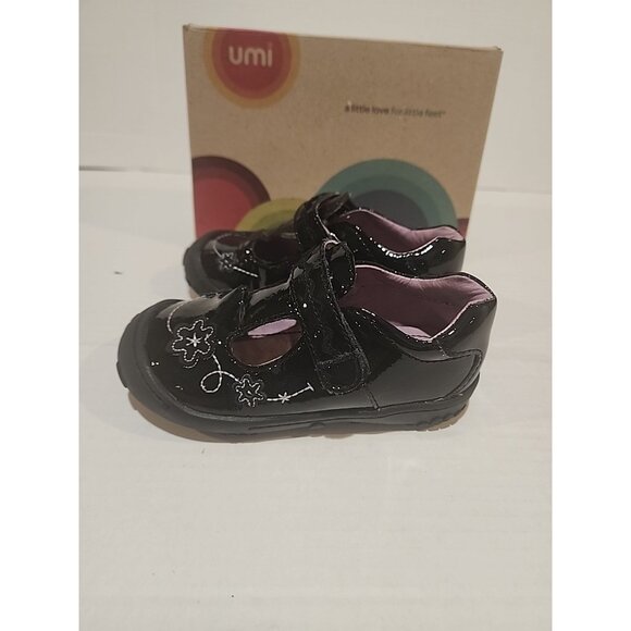 UMI girls size 8.5 black leather lining mary jane Shoes hook loop close toddler - Picture 4 of 7